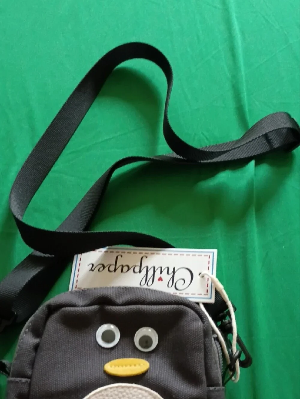 Kids Penguin Crossbody Bag - Gray with White & Orange Accents